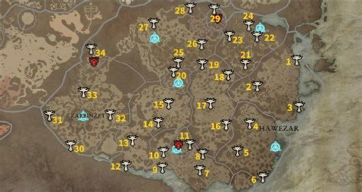 All Hawezar Altar of Lilith locations and map in Diablo 4 Polygon