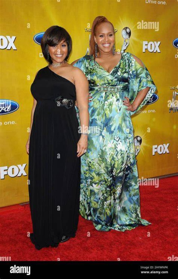 Erica Campbell and Tina Campbell attending the Premiere of WE tv's new
