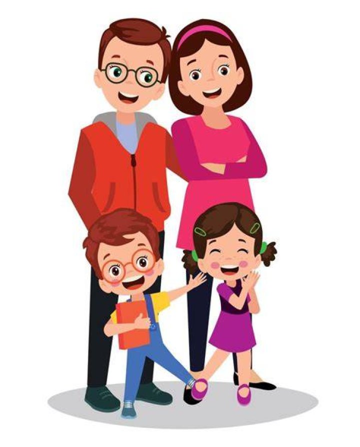 Family with Mother, Father and Three Young Children Stock Vector