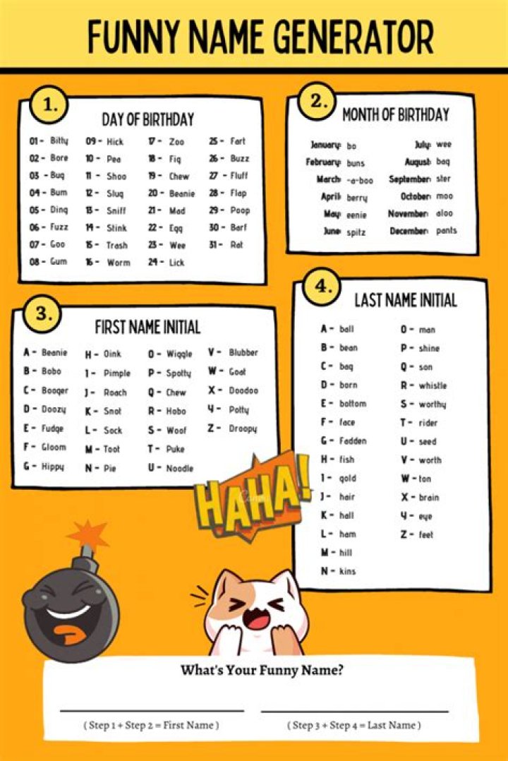Funny Name Generator 1000s of random funny names
