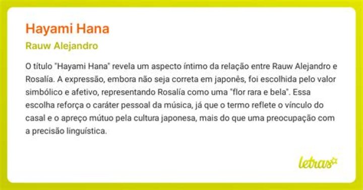 Hayami Hana significado de la canción de Rauw Alejandro para ROSALÍA