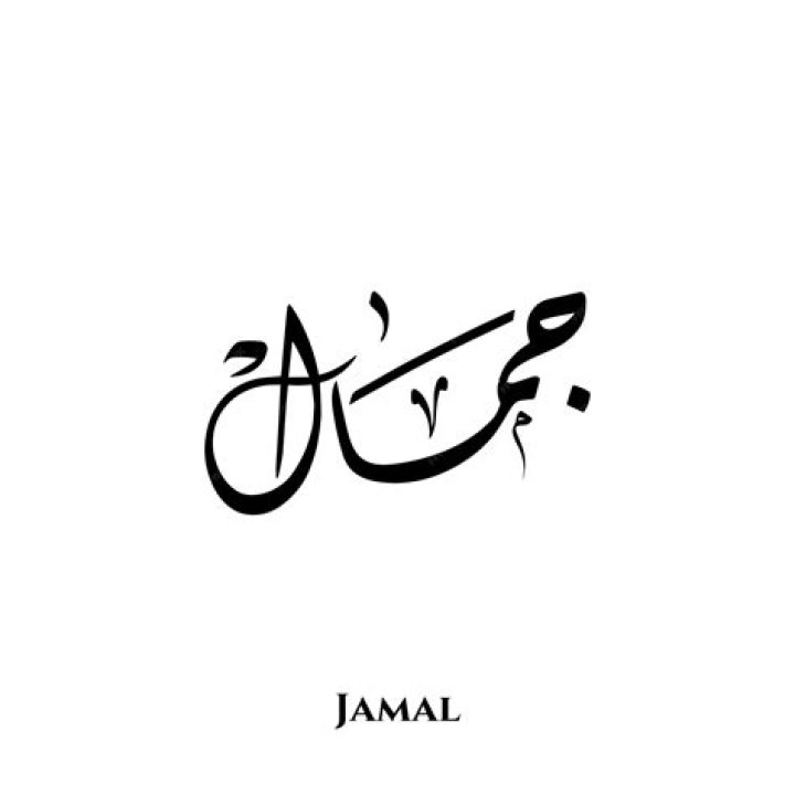 Jamal nombre en el arte de la caligraf&iacute;a &aacute;rabe diwani Vector Premium