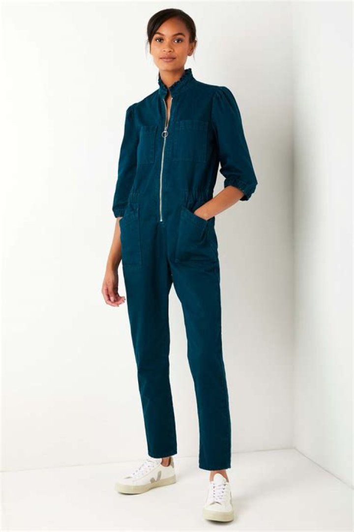 Zoe Zip Through Boiler Suit Petrol Regular — Wyse London